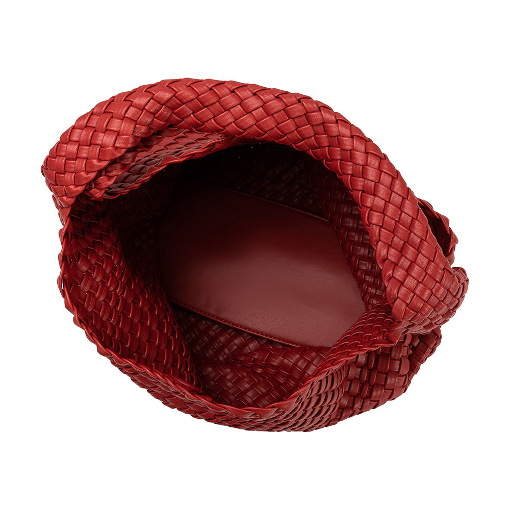 Red Johanna Large Recycled Vegan Leather Shoulder Bag - Melie Bianco