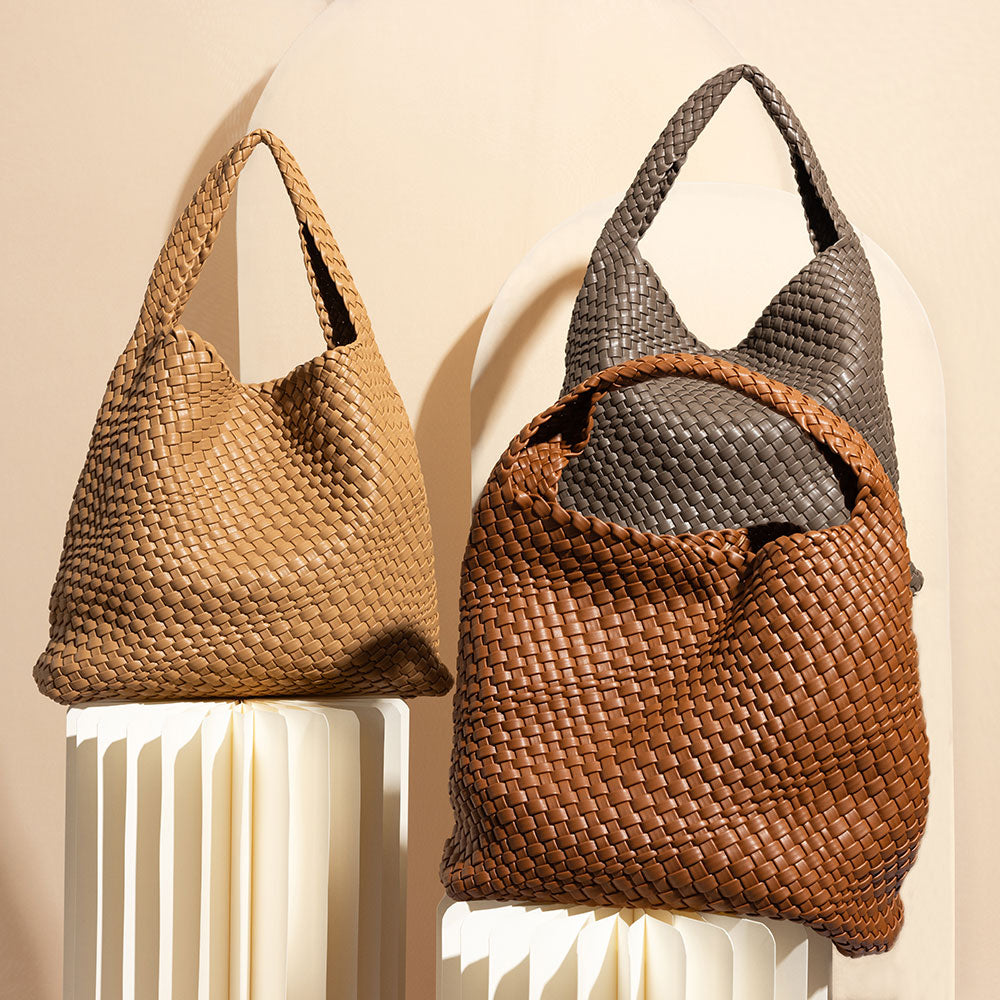 Espresso Johanna Large Recycled Vegan Leather Shoulder Bag - Melie Bianco