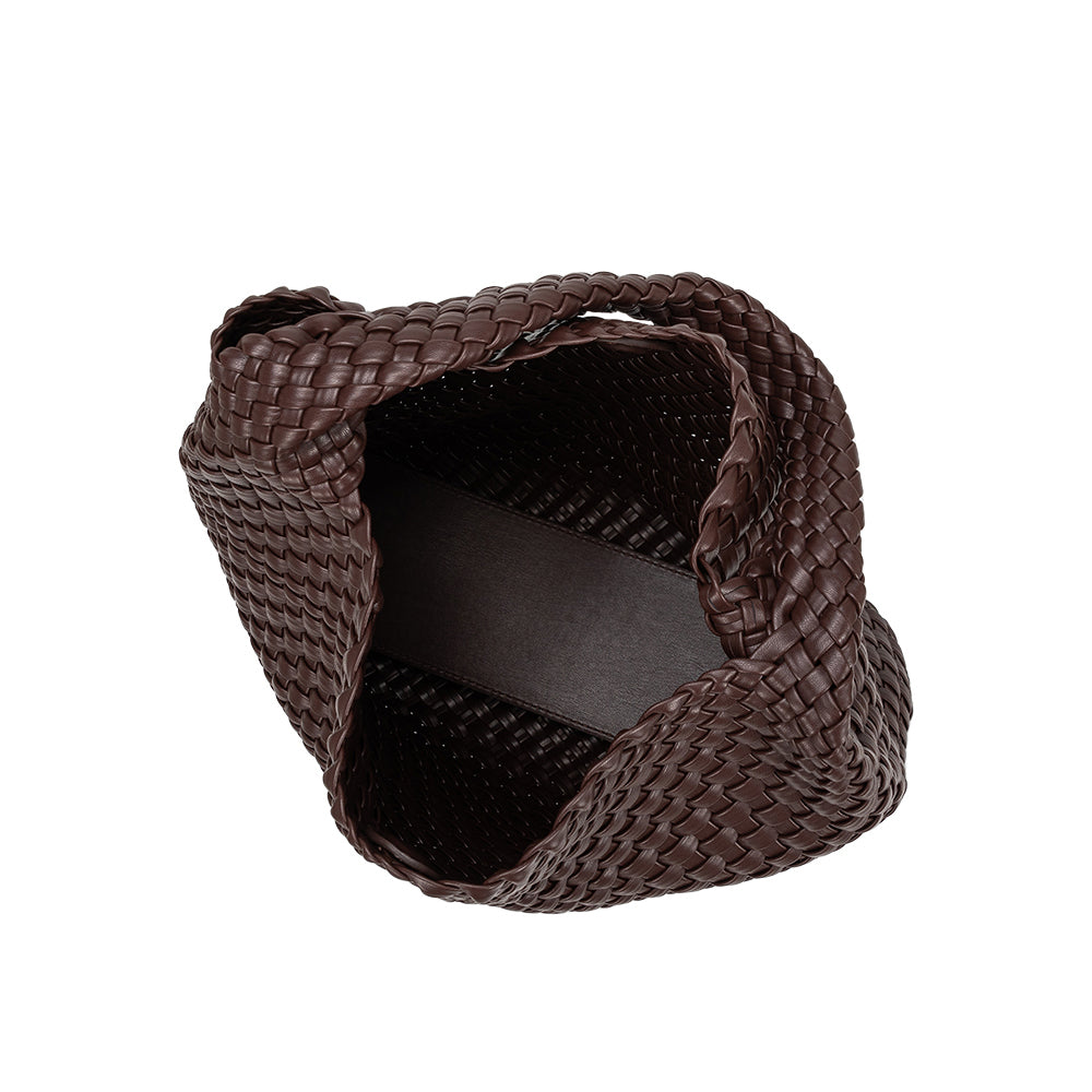 Espresso Johanna Large Recycled Vegan Leather Shoulder Bag - Melie Bianco