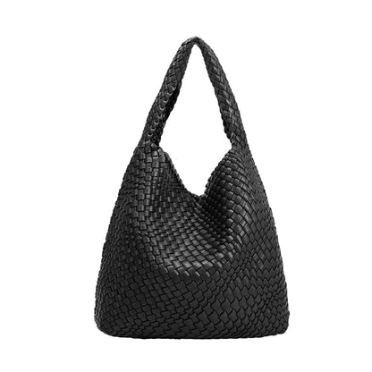 Black Johanna Large Recycled Vegan Leather Shoulder Bag - Melie Bianco