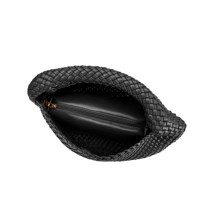 Black Johanna Large Recycled Vegan Leather Shoulder Bag - Melie Bianco