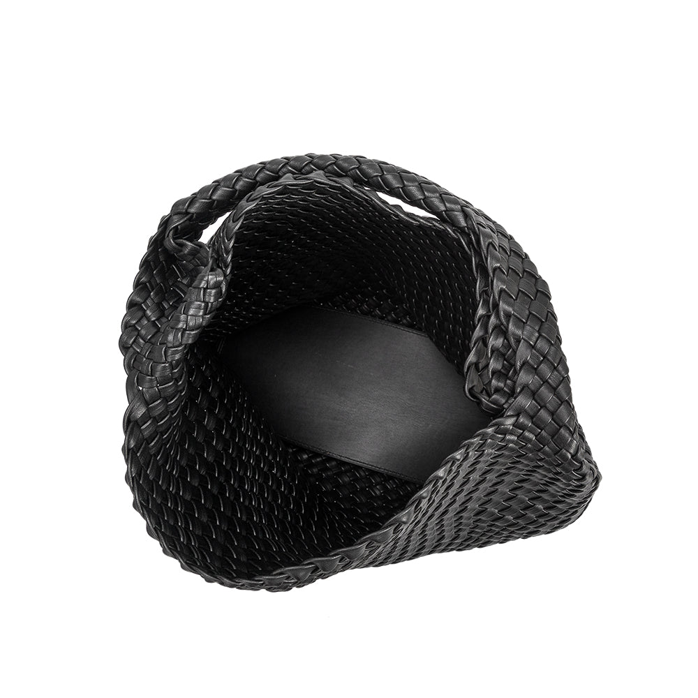 Black Johanna Large Recycled Vegan Leather Shoulder Bag - Melie Bianco
