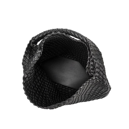Black Johanna Large Recycled Vegan Leather Shoulder Bag - Melie Bianco