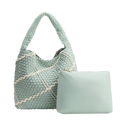 Seafoam Johanna Large Nylon Shoulder Bag - Melie Bianco