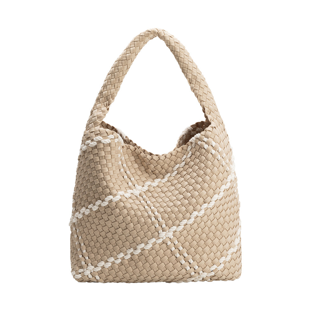 Almond Johanna Large Nylon Shoulder Bag - Melie Bianco
