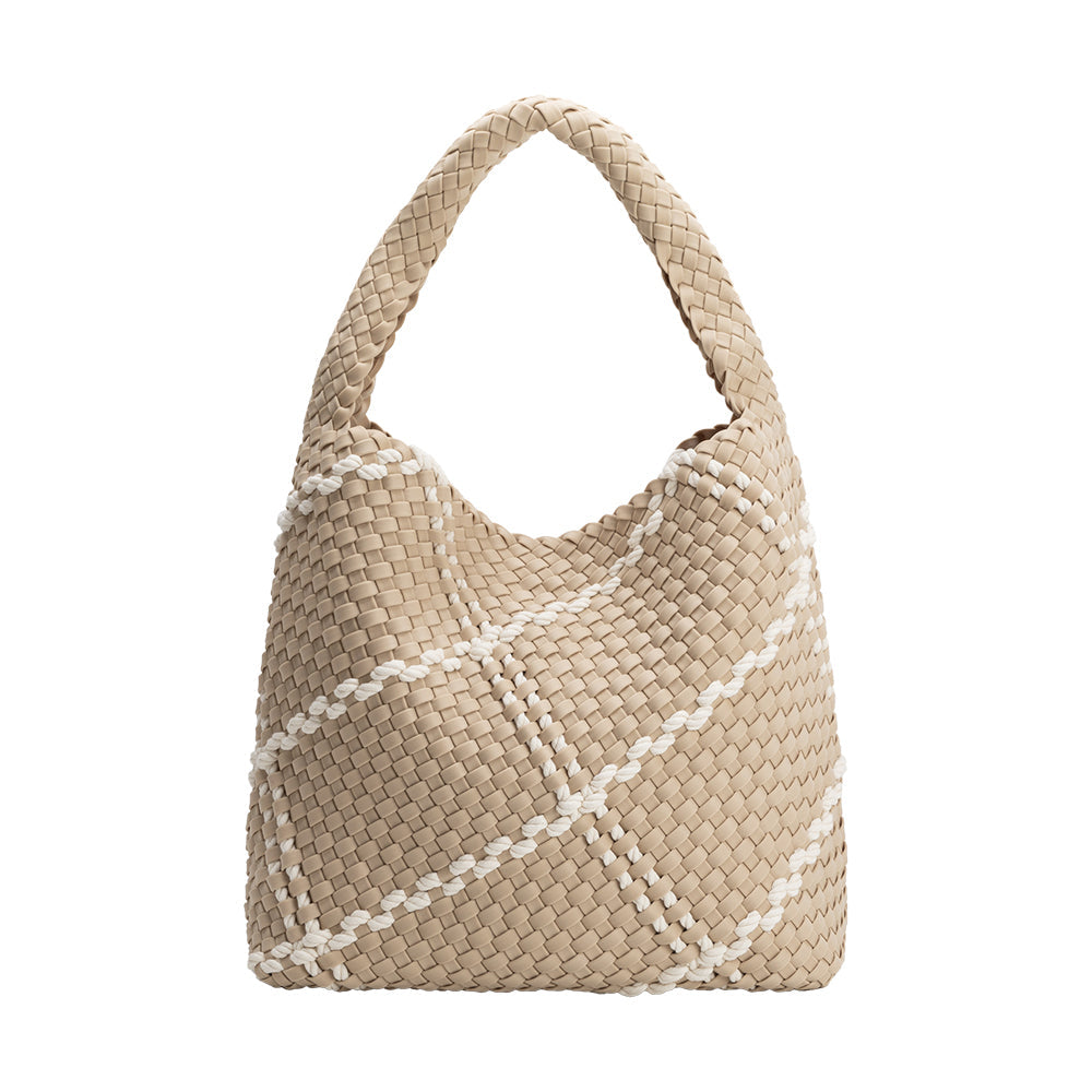 Almond Johanna Large Nylon Shoulder Bag - Melie Bianco