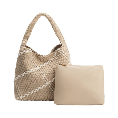 Almond Johanna Large Nylon Shoulder Bag - Melie Bianco