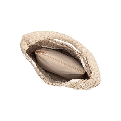 Almond Johanna Large Nylon Shoulder Bag - Melie Bianco