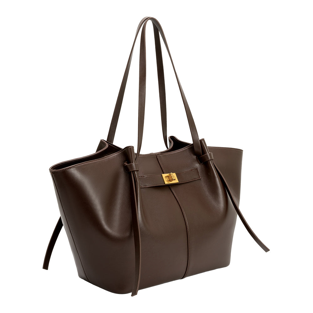 Espresso Imelda Recycled Vegan Leather Tote Bag - Melie Bianco
