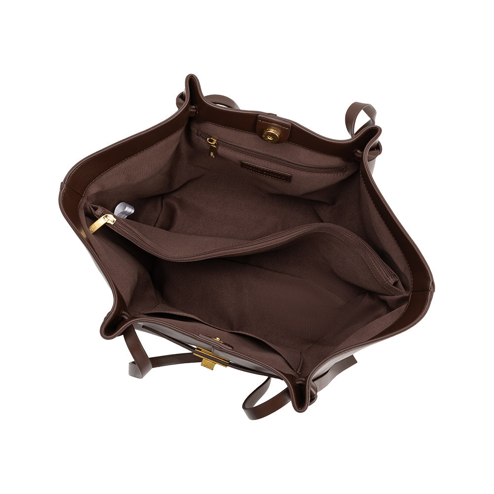 Espresso Imelda Recycled Vegan Leather Tote Bag - Melie Bianco