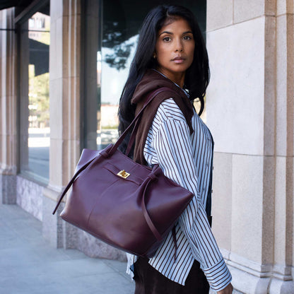Espresso Imelda Recycled Vegan Leather Tote Bag - Melie Bianco