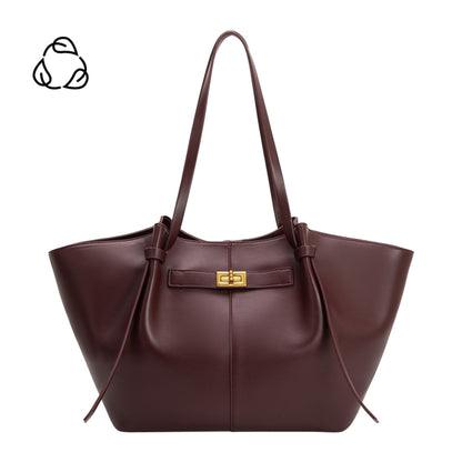 Burgundy Imelda Recycled Vegan Leather Tote Bag - Melie Bianco