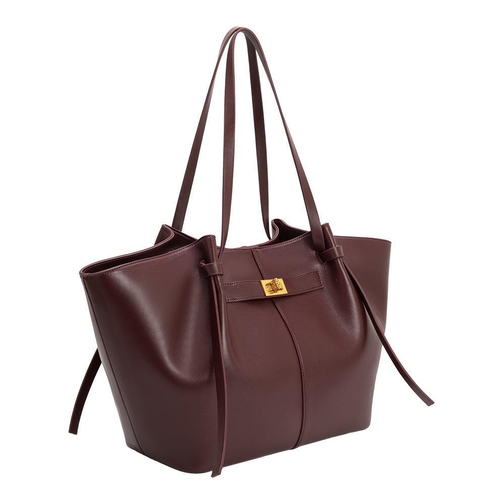 Burgundy Imelda Recycled Vegan Leather Tote Bag - Melie Bianco