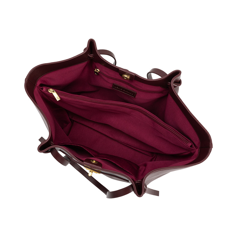 Burgundy Imelda Recycled Vegan Leather Tote Bag - Melie Bianco