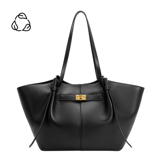 Black Imelda Recycled Vegan Leather Tote Bag - Melie Bianco