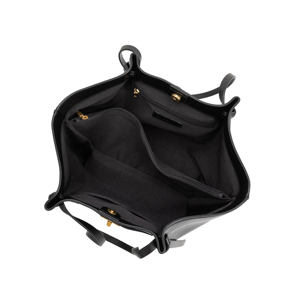 Black Imelda Recycled Vegan Leather Tote Bag - Melie Bianco