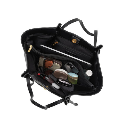 Black Imelda Recycled Vegan Leather Tote Bag - Melie Bianco