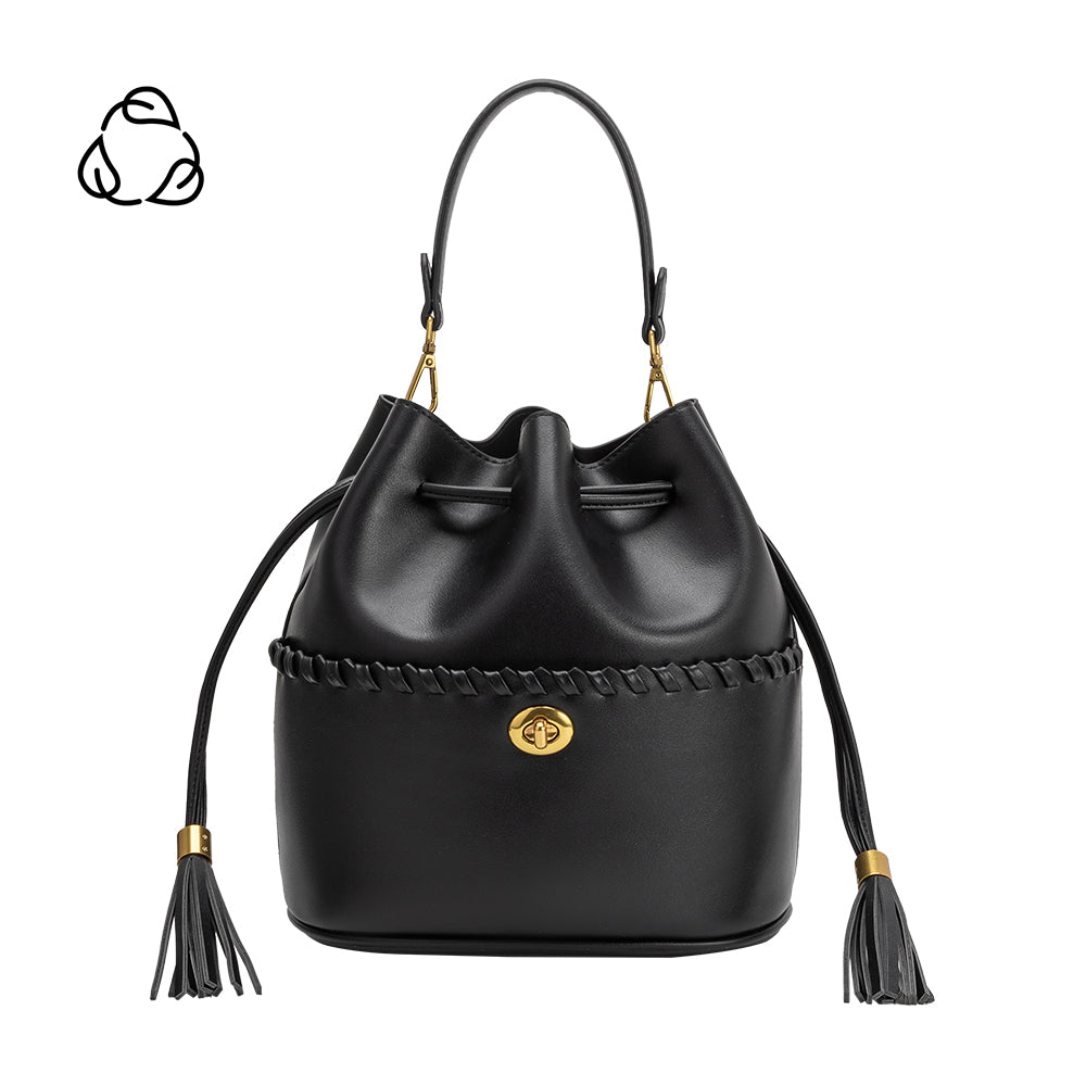 Black Janae Recycled Vegan Leather Top Handle Bag - Melie Bianco