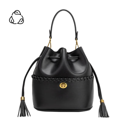 Black Janae Recycled Vegan Leather Top Handle Bag - Melie Bianco