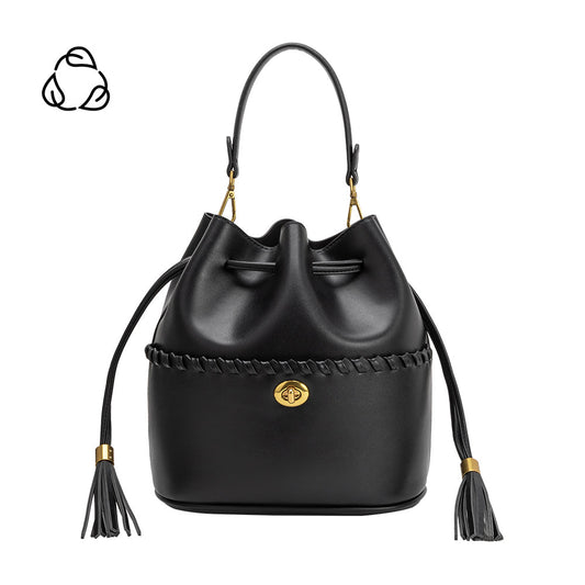Black Janae Recycled Vegan Leather Top Handle Bag - Melie Bianco