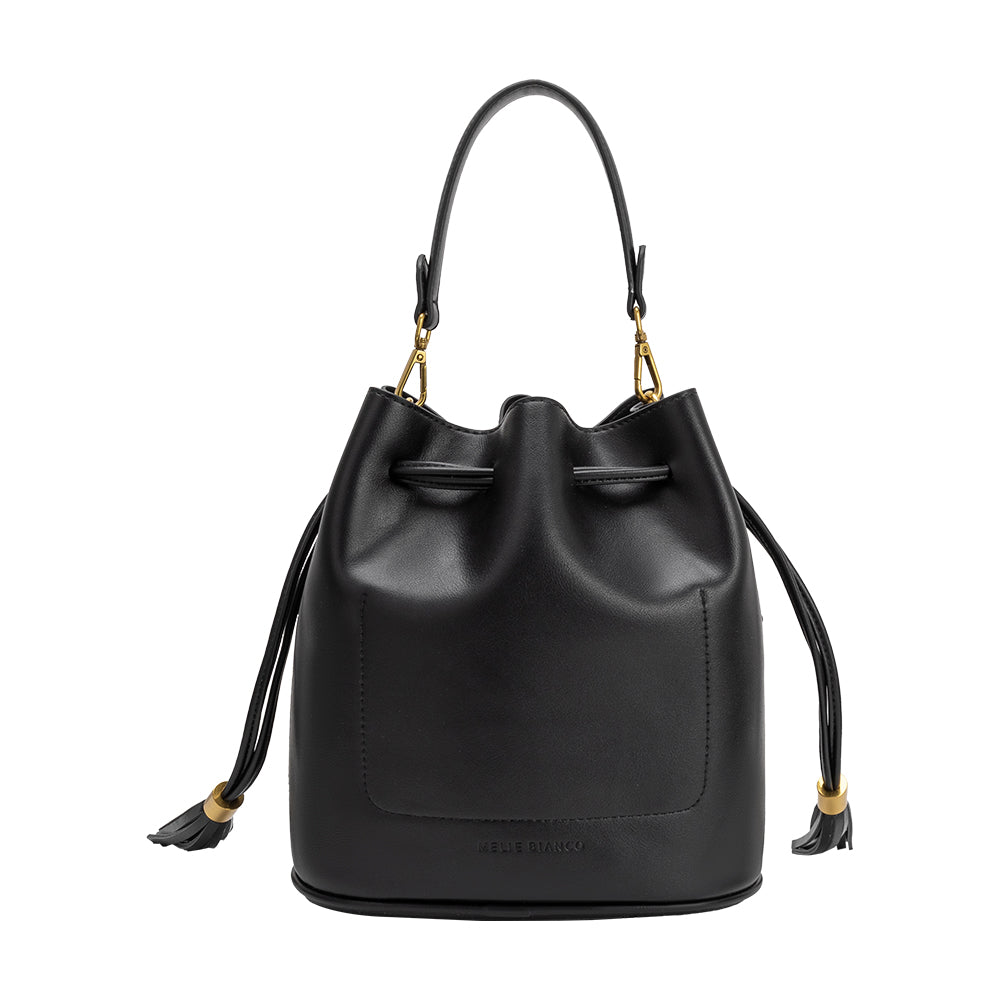Black Janae Recycled Vegan Leather Top Handle Bag - Melie Bianco