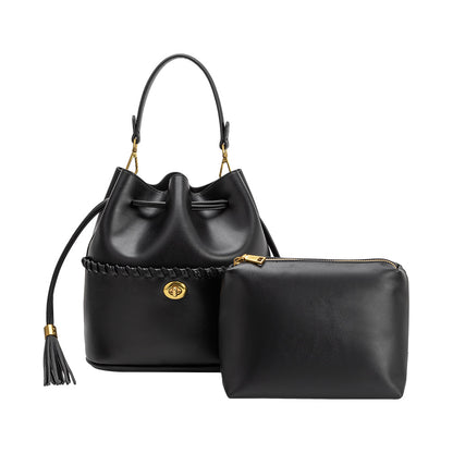 Black Janae Recycled Vegan Leather Top Handle Bag - Melie Bianco