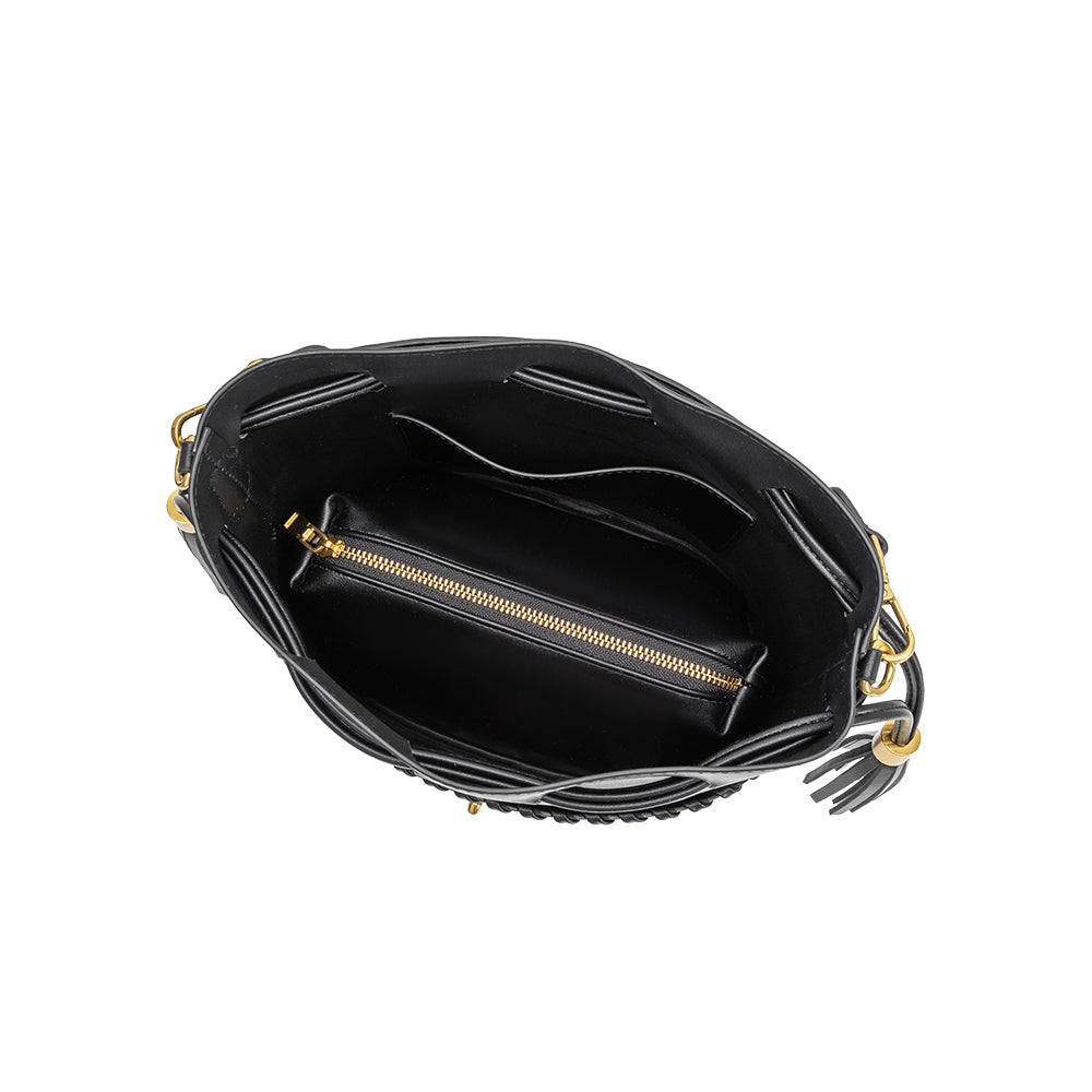 Black Janae Recycled Vegan Leather Top Handle Bag - Melie Bianco