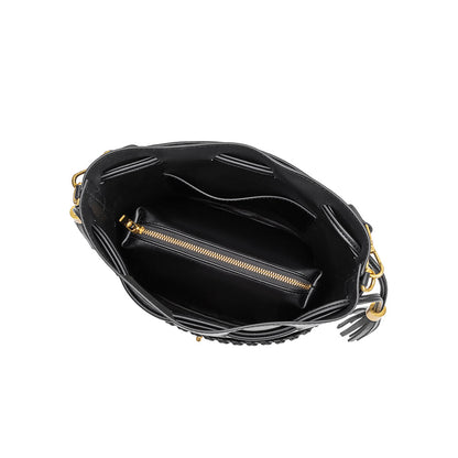 Black Janae Recycled Vegan Leather Top Handle Bag - Melie Bianco