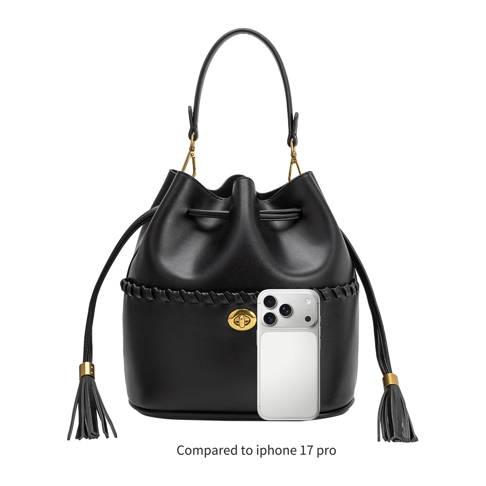 Black Janae Recycled Vegan Leather Top Handle Bag - Melie Bianco