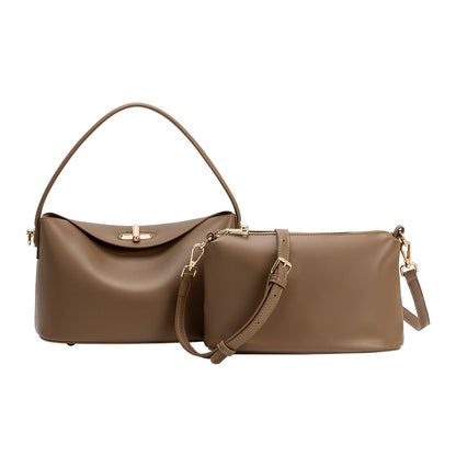 Taupe Lana Recycled Vegan Leather Crossbody Bag - Melie Bianco