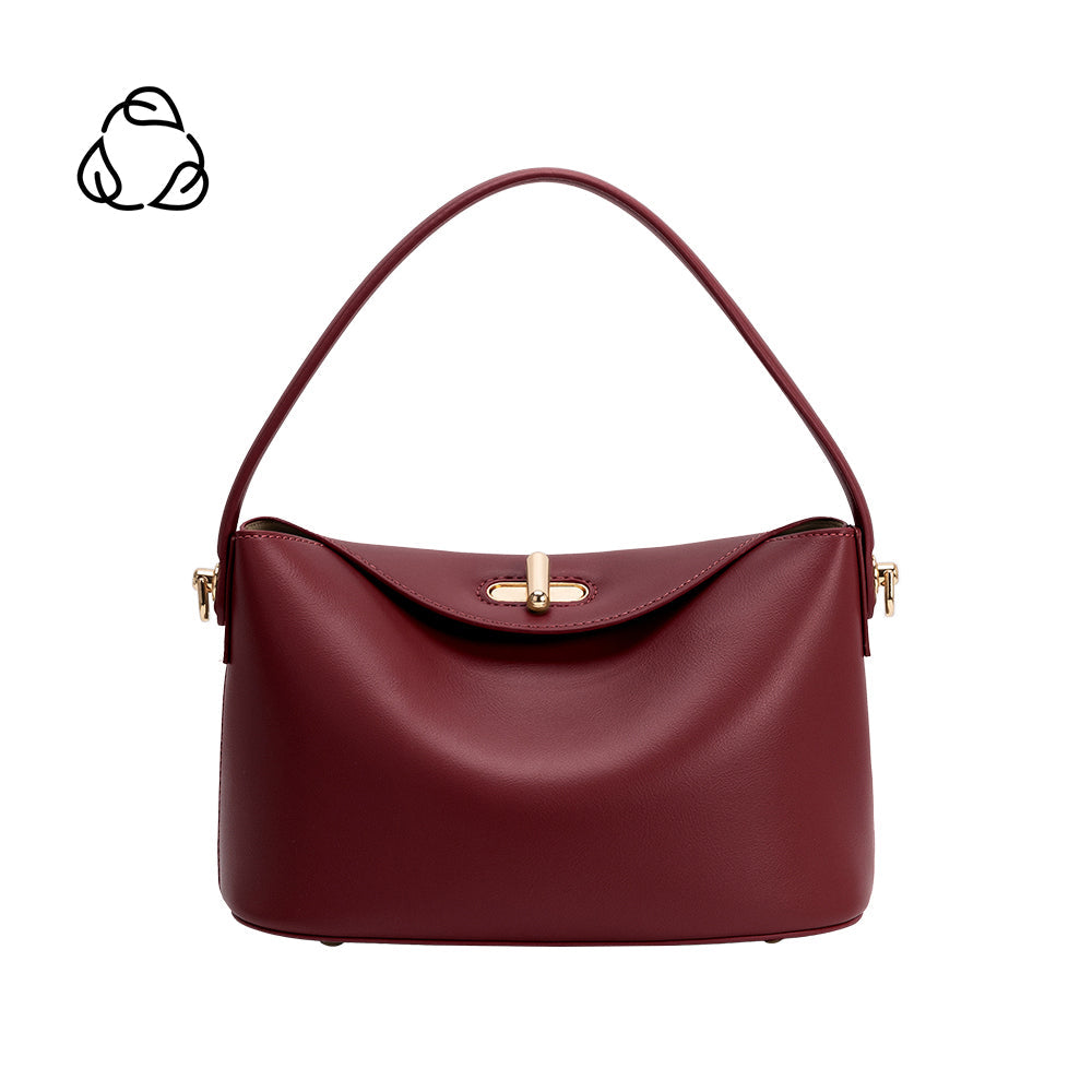 Burgundy Lana Recycled Vegan Leather Crossbody Bag - Melie Bianco