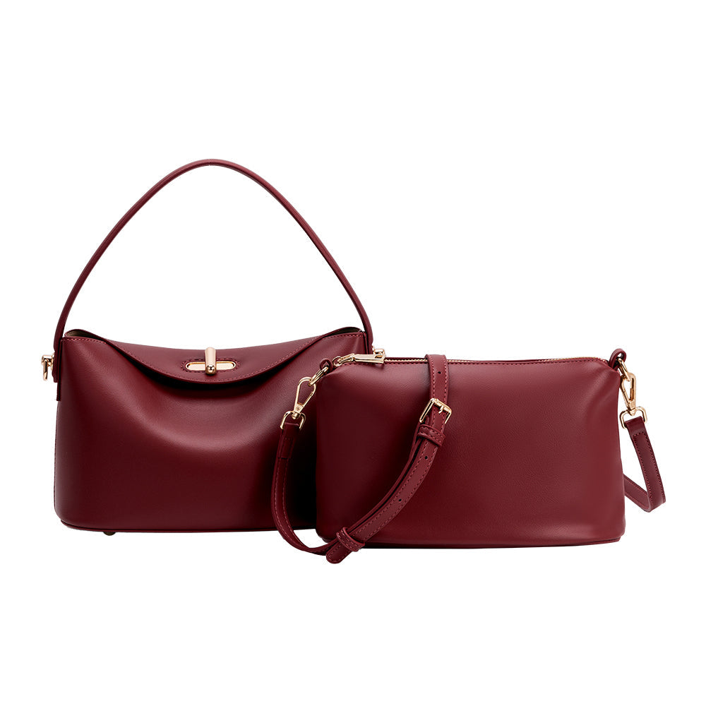 Burgundy Lana Recycled Vegan Leather Crossbody Bag - Melie Bianco