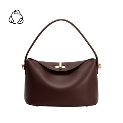 Espresso Lana Recycled Vegan Leather Crossbody Bag - Melie Bianco