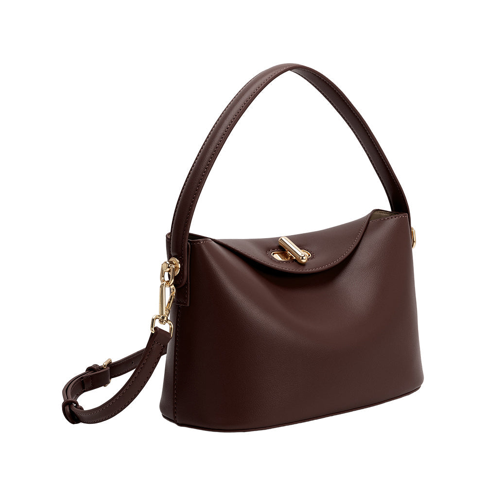 Espresso Lana Recycled Vegan Leather Crossbody Bag - Melie Bianco