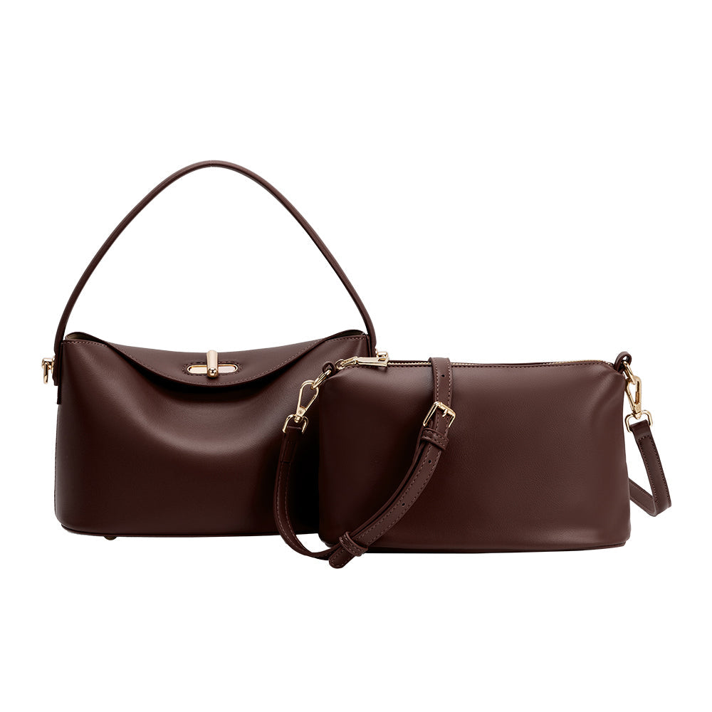 Espresso Lana Recycled Vegan Leather Crossbody Bag - Melie Bianco