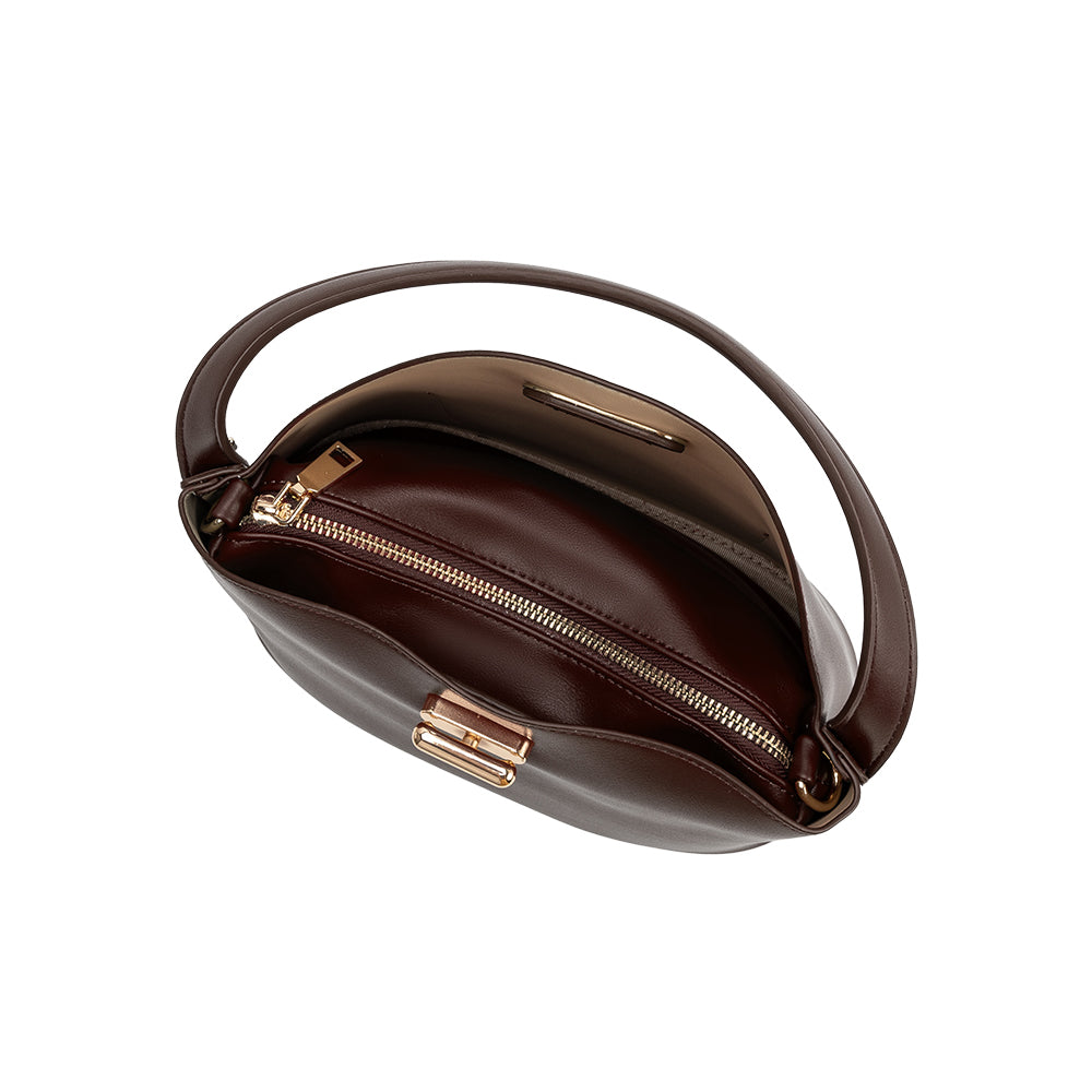 Espresso Lana Recycled Vegan Leather Crossbody Bag - Melie Bianco