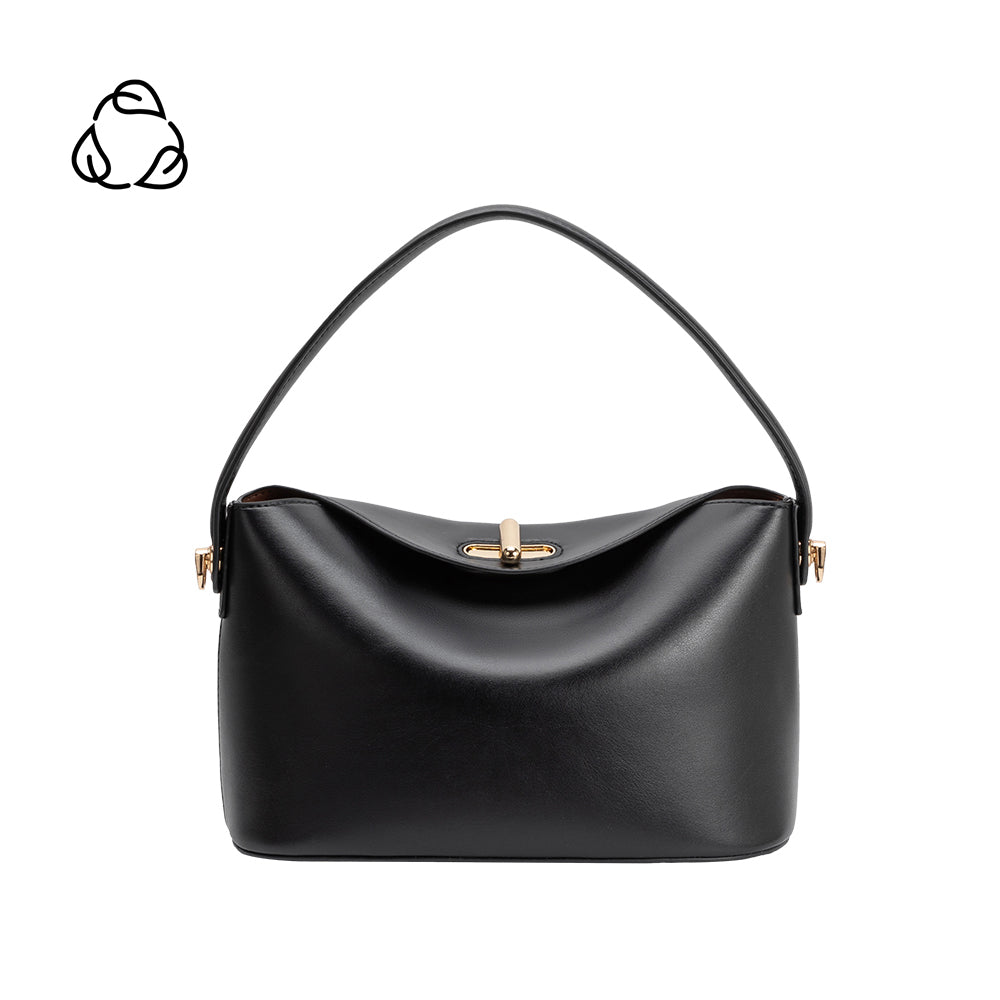Black Lana Recycled Vegan Leather Crossbody Bag - Melie Bianco