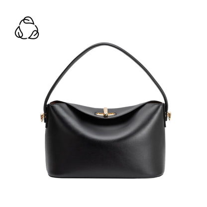 Black Lana Recycled Vegan Leather Crossbody Bag - Melie Bianco