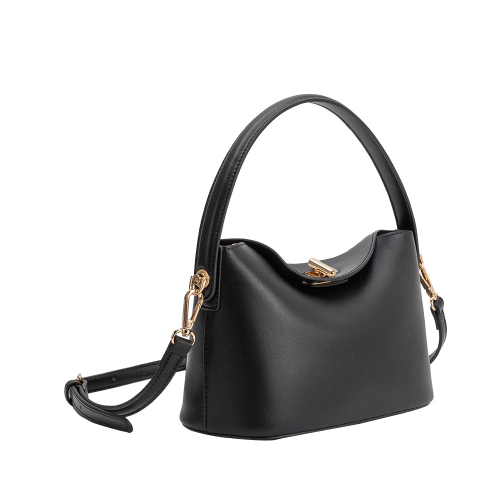 Black Lana Recycled Vegan Leather Crossbody Bag - Melie Bianco