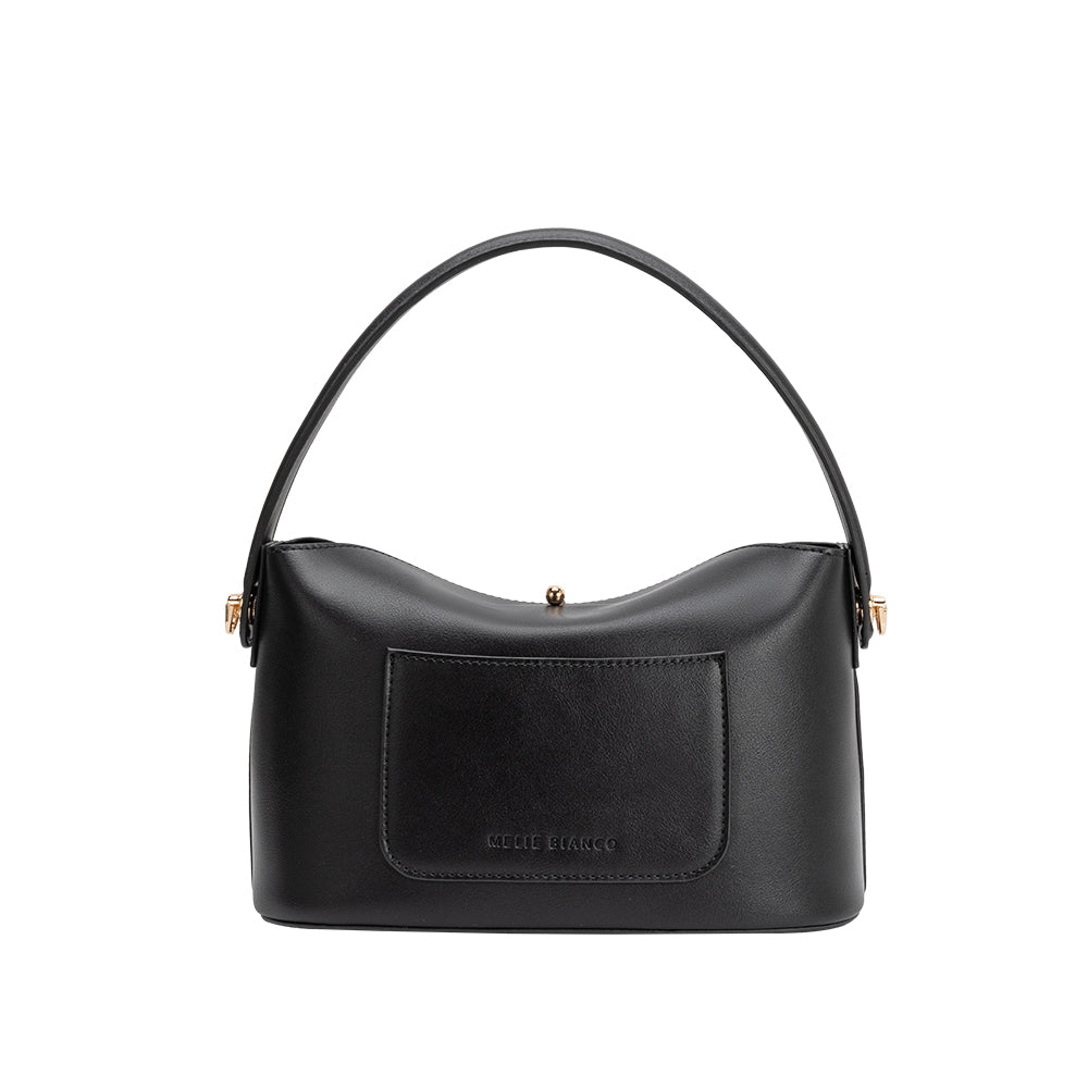 Black Lana Recycled Vegan Leather Crossbody Bag - Melie Bianco