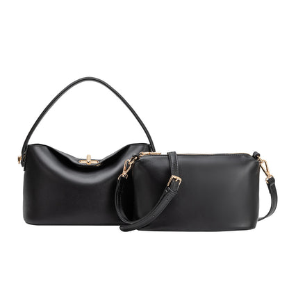 Black Lana Recycled Vegan Leather Crossbody Bag - Melie Bianco