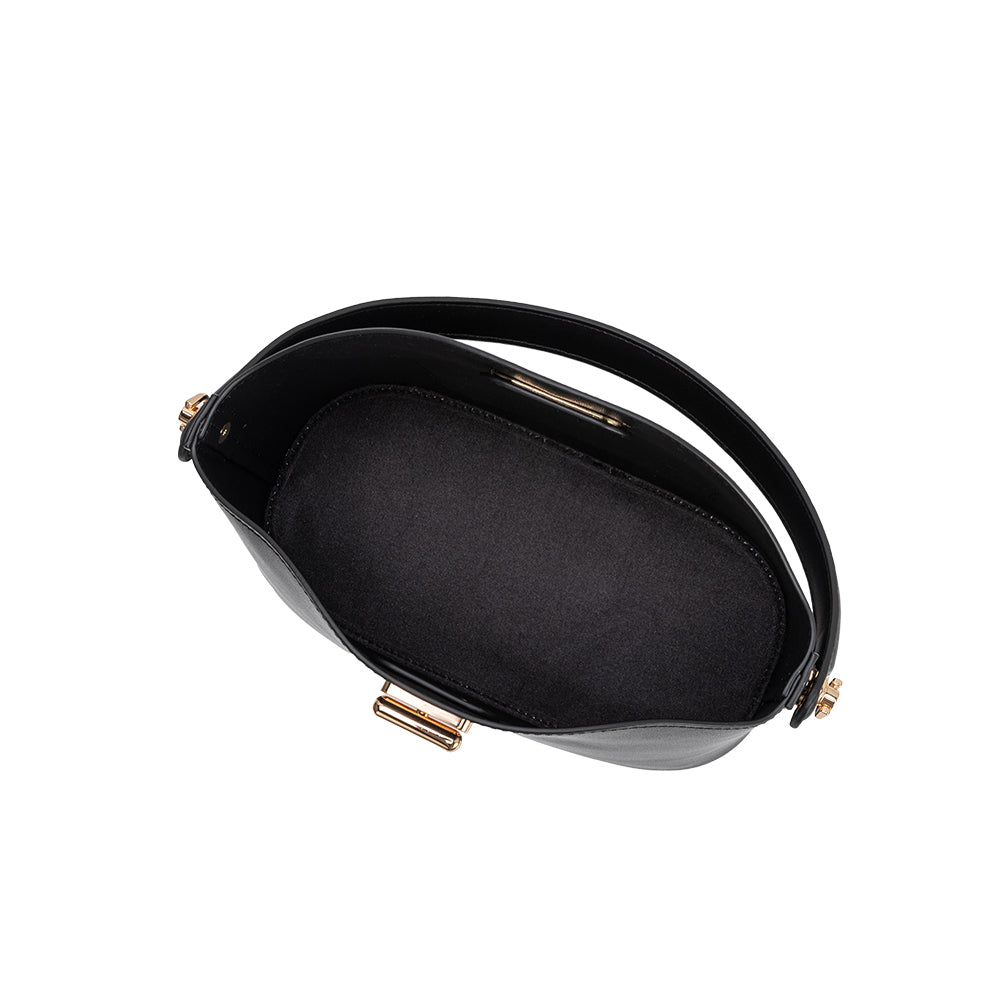 Black Lana Recycled Vegan Leather Crossbody Bag - Melie Bianco