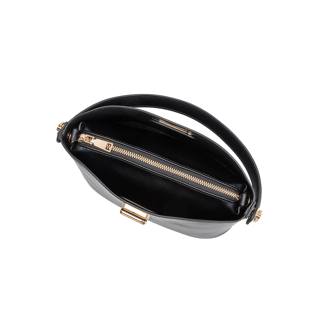 Black Lana Recycled Vegan Leather Crossbody Bag - Melie Bianco