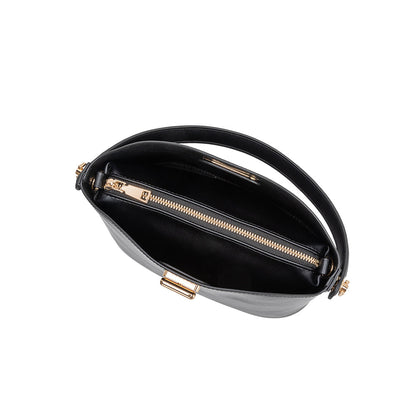 Black Lana Recycled Vegan Leather Crossbody Bag - Melie Bianco