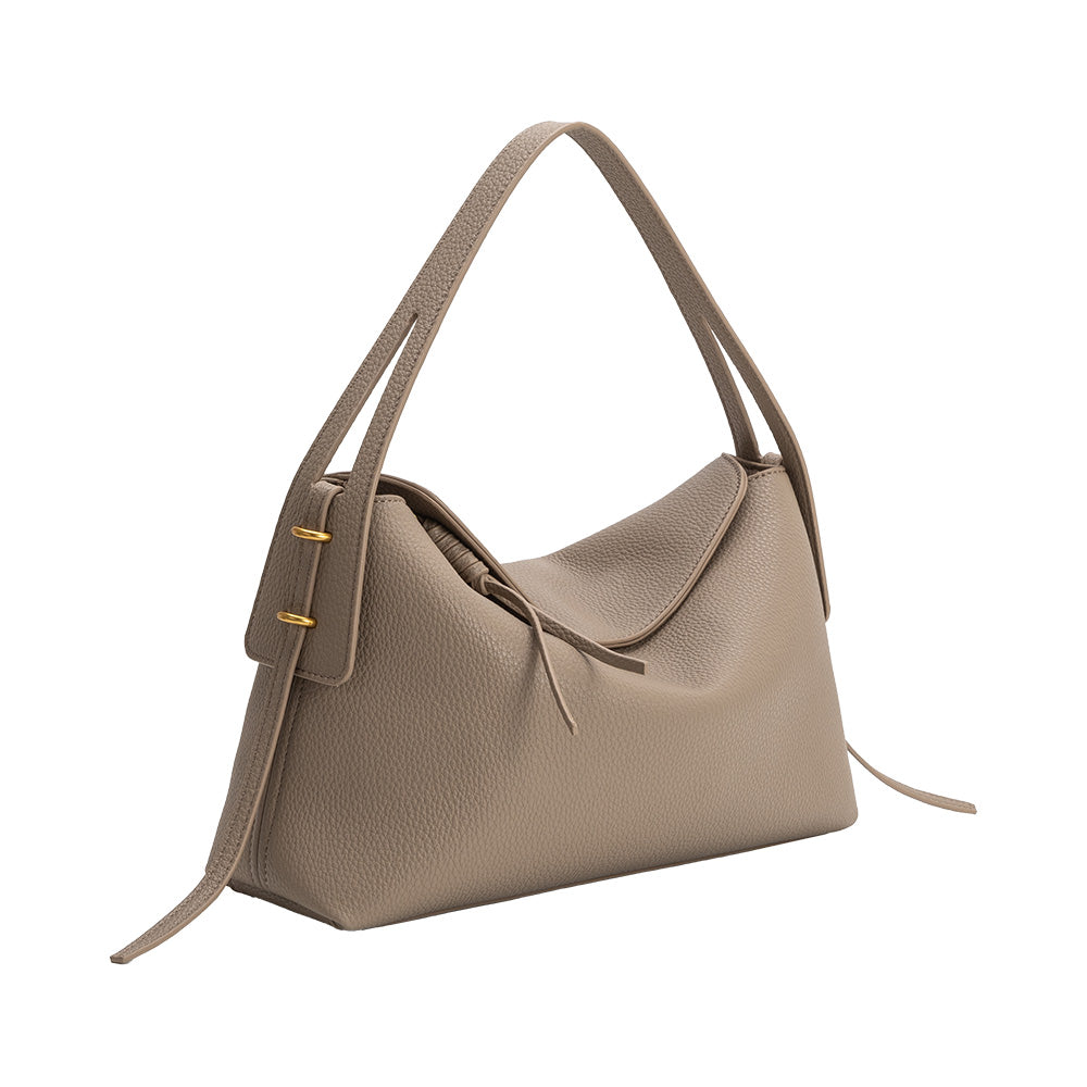 Taupe Emory Recycled Vegan Leather Top Handle Bag - Melie Bianco