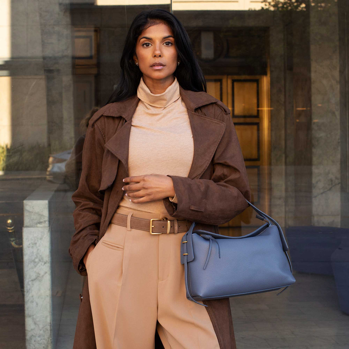 Slate Emory Recycled Vegan Leather Top Handle Bag - Melie Bianco