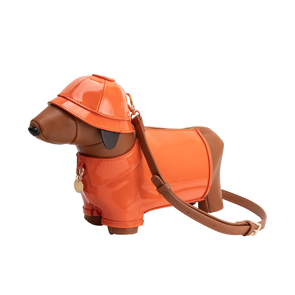 Orange Rain Dog Vegan Leather Crossbody Bag - Melie Bianco