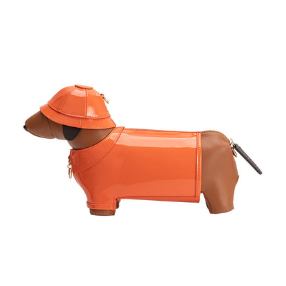 Orange Rain Dog Vegan Leather Crossbody Bag - Melie Bianco