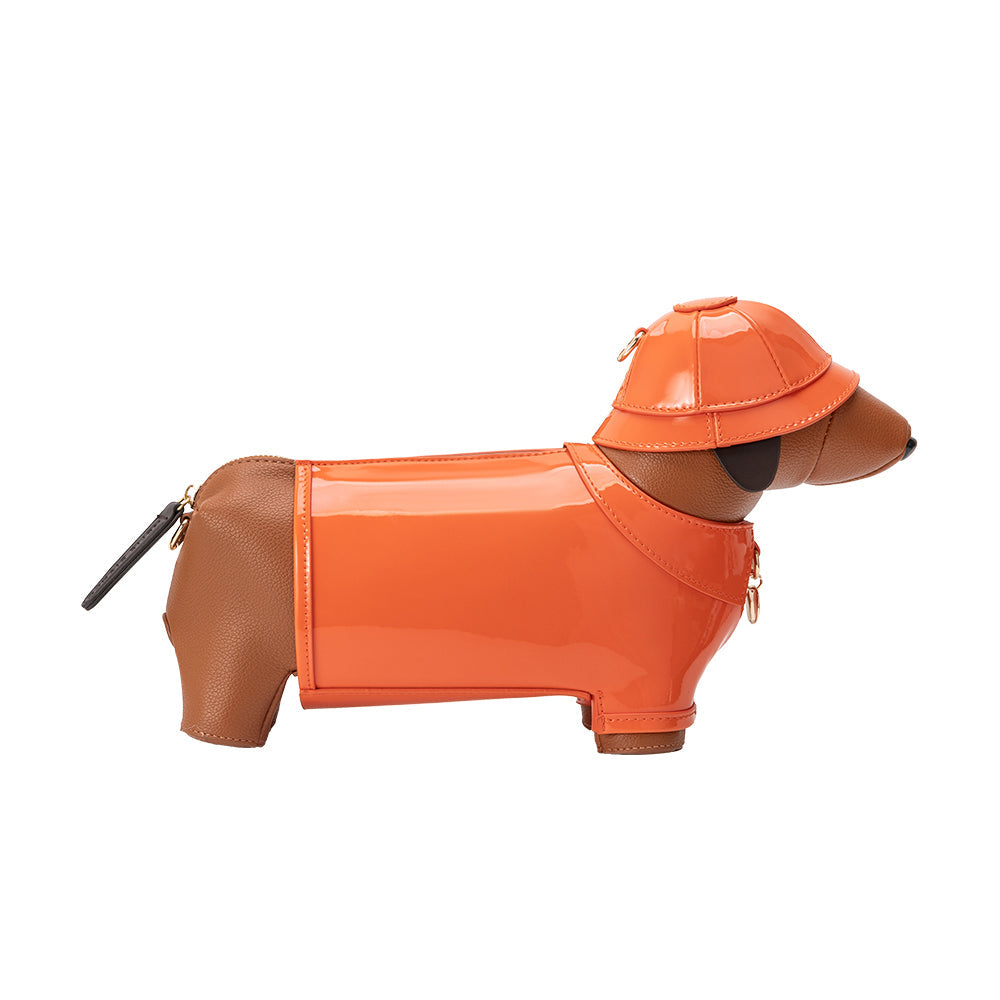 Orange Rain Dog Vegan Leather Crossbody Bag - Melie Bianco