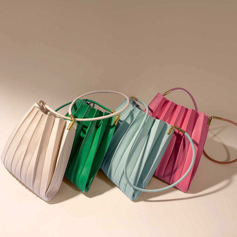 Ivory Carrie Medium Vegan Leather Pleated Shoulder Bag - Melie Bianco